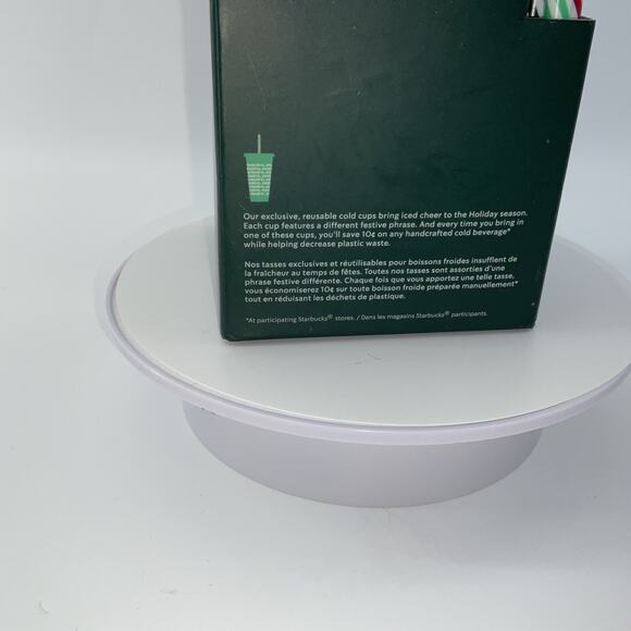 New Starbucks 2019 Holiday Christmas Reusable Cold Cups, Lids, & Straws 5 Pk - Picture 3 of 5